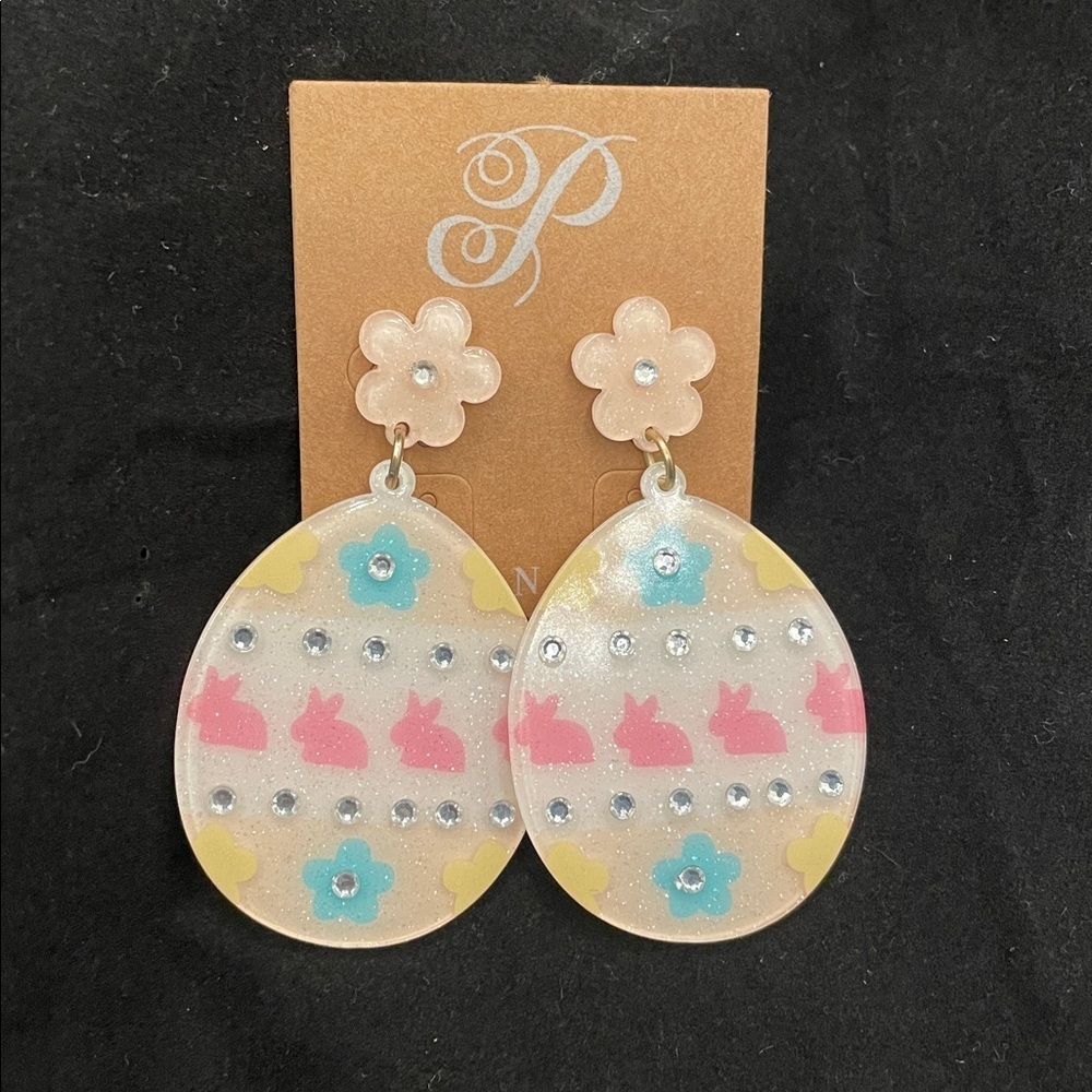 Plunder Design Jewelry Easter Earrings Easter Egg Bunny Dangle Drop Earrings